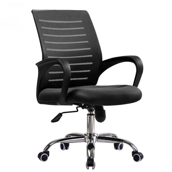 Ergonomic office task chair, Black mesh chair, Office seating, Breathable mesh, Lumbar support, Adjustable features, Task chair, Business furniture, Sleek office decor, Contemporary design, Office essentials, Workspace efficiency, Modern office, Ergonomic comfort, Office upgrade, Stylish task chair, Productivity chair, Mesh backrest, Comfortable workspace.