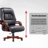 WJMLS Big and Tall Executive Office Chairs, High Back Ergonomic Chair with Thick Padded, Solid Wood Arms and Base, Bonded Leather Desk Chair, for Office, Home, Study