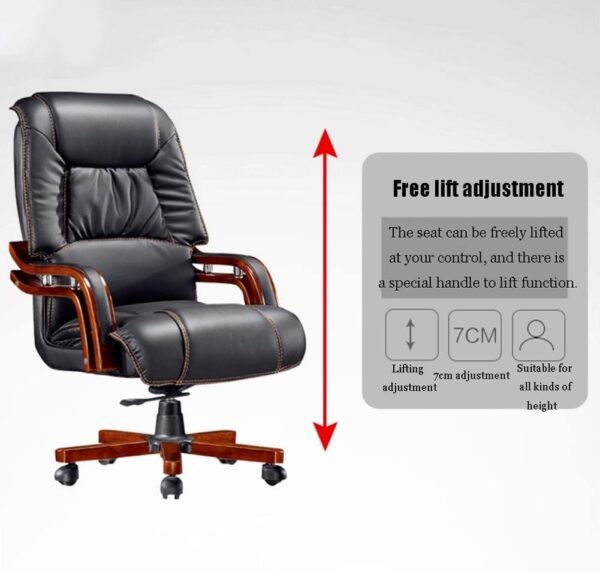 WJMLS Big and Tall Executive Office Chairs, High Back Ergonomic Chair with Thick Padded, Solid Wood Arms and Base, Bonded Leather Desk Chair, for Office, Home, Study