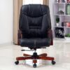WJMLS Big and Tall Executive Office Chairs, High Back Ergonomic Chair with Thick Padded, Solid Wood Arms and Base, Bonded Leather Desk Chair, for Office, Home, Study