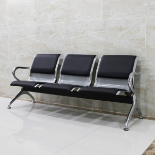 3 Link padded office waiting bench, office waiting bench, black waiting bench, office furniture,black visitors bench