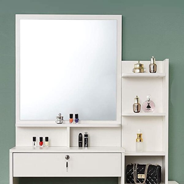 AUSPUM Makeup Vanity Desk with Lights & Drawer, Modern Bedroom Small Dresser Dressing Table for Girls Womens, Tocadores para Maquillarse, Mirror and Set(not Include Bench) (White)