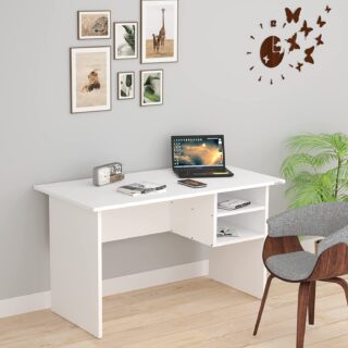 Anikaa Grady Engineered Wood Study Table, Writing Desk, Computer Desk, Study Desk, Office Desk, Small Office Table, Laptop Table with Drawer, Computer Table (White) (D.I.Y) Matte Finish
