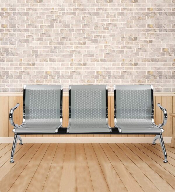 Three link metallic office waiting bench