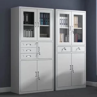 The original half glass cabinet with drawers is here to solve your office needs for the all time. It is half glass with 2 glass doors at the upper side and 2 metallic doors at the lower side both lockable and two drawers in the middle lockable too. The cabin is designed Elegantly with a nice look to make your office an adventure to remember by your clients.