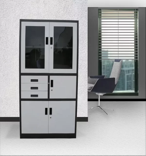 two door metallic safe cabinet