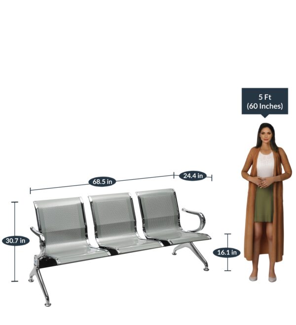 airport 3-link non-padded bench