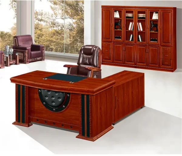 Office Furniture L Shape Front Office Desk Design with Side Cabinet with Drawer Wooden Classic China Modern Work Office Desk