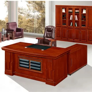 Office Furniture L Shape Front Office Desk Design with Side Cabinet with Drawer Wooden Classic China Modern Work Office Desk