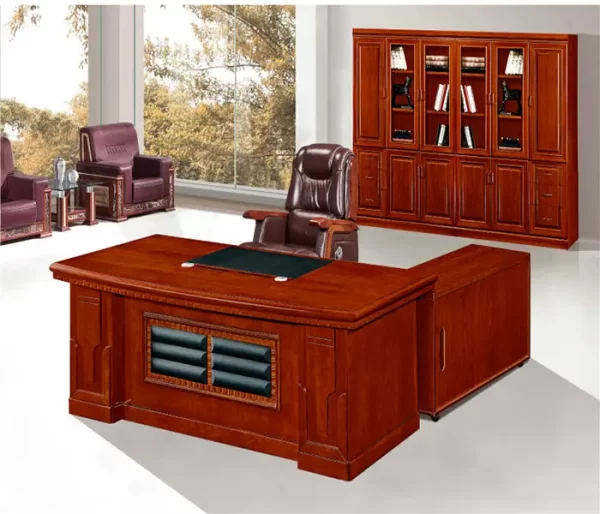 Office Furniture L Shape Front Office Desk Design with Side Cabinet with Drawer Wooden Classic China Modern Work Office Desk