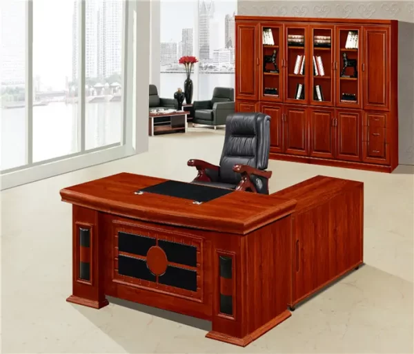 Office Furniture L Shape Front Office Desk Design with Side Cabinet with Drawer Wooden Classic China Modern Work Office Desk