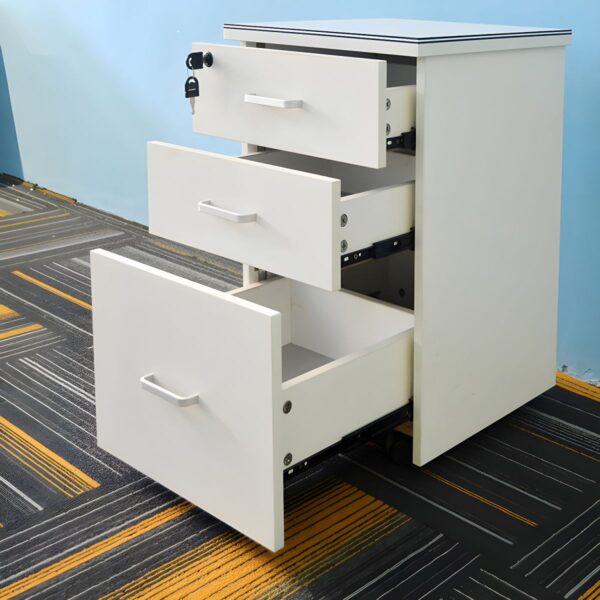 three drawers pedestal