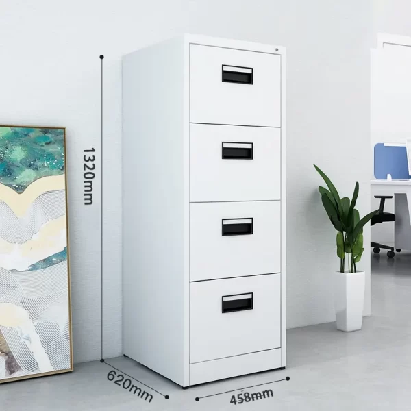 Perfect for most spaces, our 4-drawer filing cabinet comes in a classic black or white finish with its slim profile and spacious drawers, that will seamlessly blend in with any decor.