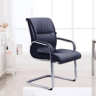 Elegant Ergonomic Leather Task Chair with Fixed Arms & High-Back for Office and Conference Room Use