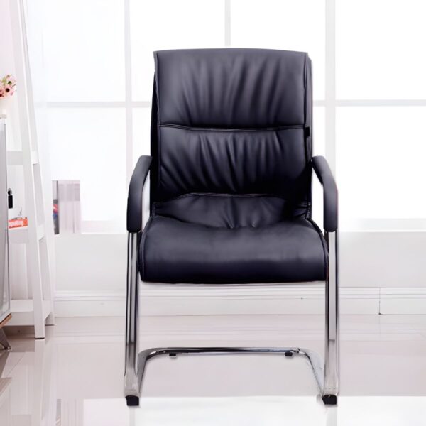 Elegant Ergonomic Leather Task Chair with Fixed Arms & High-Back for Office and Conference Room Use