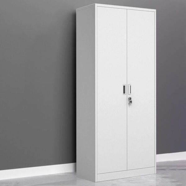 White Steel Modern Vertical Filing Cabinet with Lock, Shelves & No Assembly Required - 1.2mm Iron