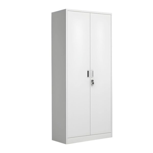 White Steel Modern Vertical Filing Cabinet with Lock, Shelves & No Assembly Required - 1.2mm Iron