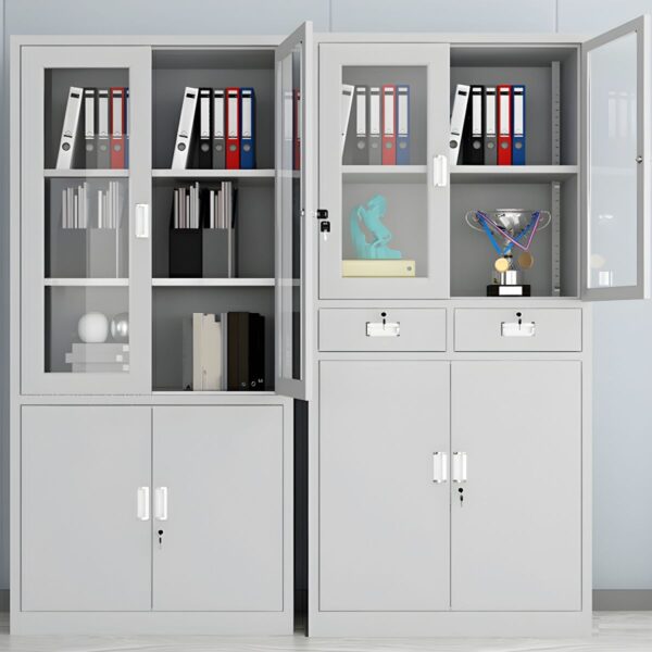 4-Door office metallic storage cabinet, Office storage, Metal construction, Business furniture, Sleek design, Contemporary office, Workspace organization, Professional storage, Durable cabinet, Office essentials, Secure storage, Modern office decor, Office upgrade, Business organization, Metallic finish, Office efficiency, Storage solution, Premium materials.