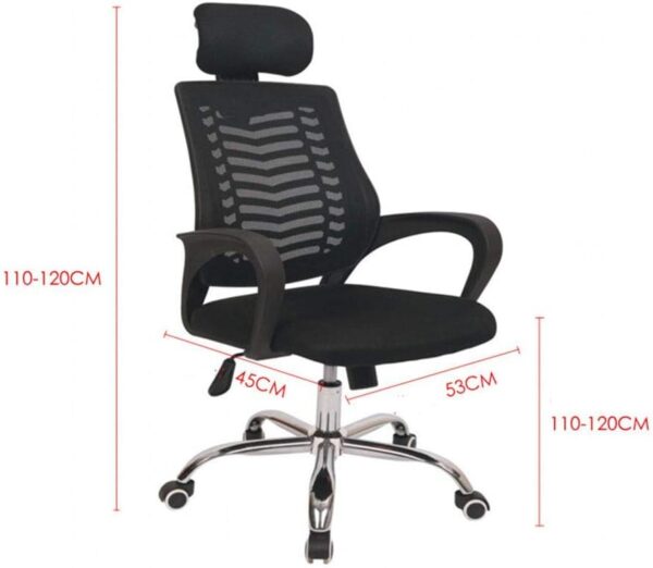 Office Chair Swivel Chair with Headrest and Armrests Mesh Seat 360 Degree Swivel Silent Caster Adjustable Seat Height Ergonomic Concept Durable Stable