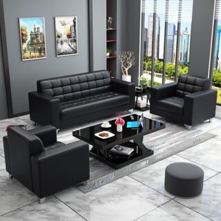 black 5 Seater Executive Office Sofa, office furniture, office chairs, office sofa, sofa set, office sofa set.