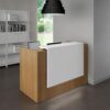 Modern Reception Desk, Multifunctional Modern,Transaction Countertop, Laminate Desktop, Standing Front Table for Office, Home, School, Salon, Spa - Teak and White