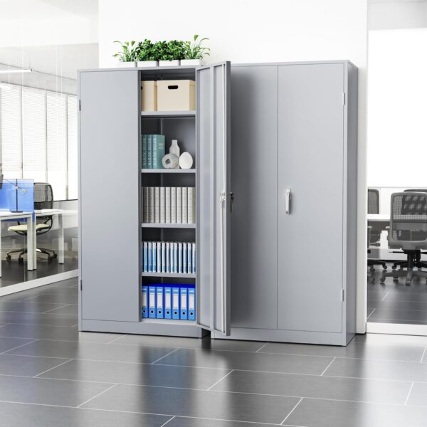 Double door office metallic cabinet, Office storage, Metal construction, Business furniture, Sleek design, Contemporary office, Workspace organization, Professional storage, Durable cabinet, Office essentials, Secure storage, Modern office decor, Office upgrade, Business organization, Metallic finish, Office efficiency, Storage solution, Premium materials.