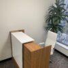 Modern Reception Desk, Multifunctional Modern,Transaction Countertop, Laminate Desktop, Standing Front Table for Office, Home, School, Salon, Spa - Teak and White
