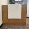 Modern Reception Desk, Multifunctional Modern,Transaction Countertop, Laminate Desktop, Standing Front Table for Office, Home, School, Salon, Spa - Teak and White