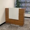 Modern Reception Desk, Multifunctional Modern,Transaction Countertop, Laminate Desktop, Standing Front Table for Office, Home, School, Salon, Spa - Teak and White