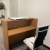Modern Reception Desk, Multifunctional Modern,Transaction Countertop, Laminate Desktop, Standing Front Table for Office, Home, School, Salon, Spa - Teak and White