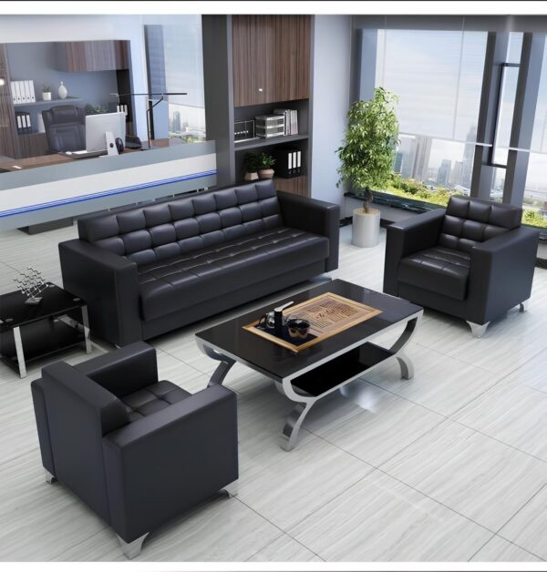 black 5 Seater Executive Office Sofa, office furniture, office chairs, office sofa, sofa set, office sofa set.
