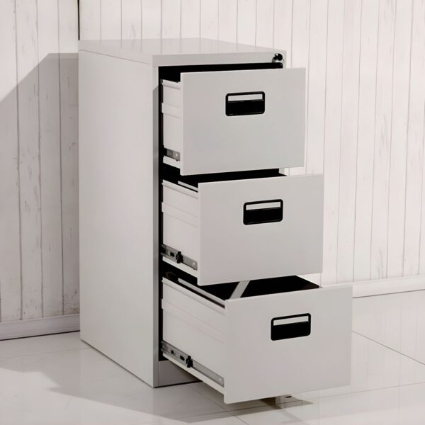 Three-drawer office filing cabinet, office furniture, filing cabinet, storage cabinet, organizational furniture, office storage, filing system, document storage, file management, office filing cabinet, office storage solution, filing drawers, office essentials, office decor, storage solution, office supplies, office accessory, office equipment, file organization, office organization, metal filing cabinet, three-drawer cabinet, office filing system, office filing storage, three-drawer filing cabinet, vertical filing cabinet, drawer cabinet, office drawer storage.