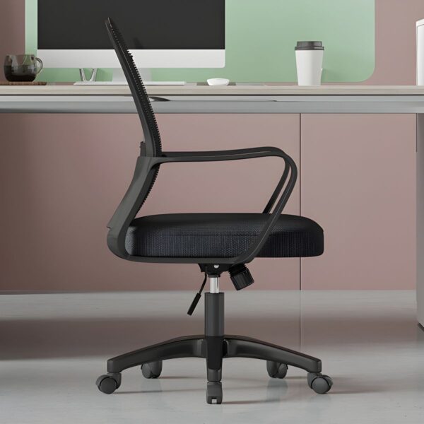 Mesh Swivel Office Seat, Mesh Office Chair, Swivel Desk Chair, Ergonomic Seating, Breathable Mesh Back, Comfortable Design, Adjustable Lumbar Support, 360-Degree Swivel, Smooth Rolling Casters, Sturdy Base, Modern Office Furniture, Sleek and Contemporary Aesthetic, Ideal for Home Offices or Corporate Settings, Supports Proper Posture, Promotes Air Circulation, Enhances Comfort During Long Hours of Sitting, Adjustable Height, Tilt Mechanism for Reclining, Armrests for Added Support, Easy Assembly, Durable Construction, Suitable for Various Body Types, Versatile and Practical, Enhances Office Productivity, Provides Comfortable Seating Solution, Improves Workspace Ergonomics, Stylish Addition to Any Office Environment, Mesh Office Seating, Office Chair with Mesh Back, Swivel Chair with Mesh, Ergonomic Mesh Office Chair, Breathable Office Chair, Mesh Swivel Desk Chair.