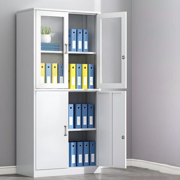 2-Door Metallic Office Cabinet, Office Storage Solution, Secure Lockable Cabinet, Durable Metal Construction, Vertical File Cabinet, Sturdy Handles, Ample Storage Capacity, Smooth Opening and Closing, Commercial Grade Filing Cabinet, Lock and Key Included, Neutral Color Finish, Space-saving Design, Contemporary Office Furniture, Professional Appearance, Ideal for Storing Documents and Supplies, Efficient Use of Space, Enhances Office Organization, Reliable File Security, Suitable for Home Office or Commercial Settings, Designed for Heavy Use, Long-lasting Durability, Provides Convenient Storage Solution, Modern Office Decor, Essential Office Furniture, Functional and Practical, Keeps Documents Organized and Accessible, Sleek and Modern Design, Enhances Office Efficiency, Ensures Confidentiality of Documents.