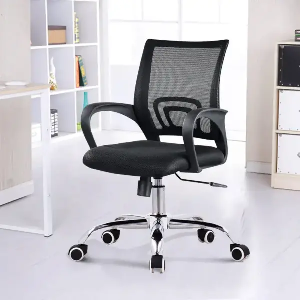 Clerical mesh office chair, ergonomic, comfortable, supportive, breathable, mesh back, adjustable lumbar support, padded seat, cushioned armrests, swivel base, smooth-rolling casters, modern design, sleek, contemporary, professional, workspace, office chair, clerical chair, task chair, productivity, focus, concentration, ergonomic design, adjustable height, tilt mechanism, lumbar support, breathable mesh, comfortable seating, durable construction, sturdy frame, lightweight, mobility, office environment, ergonomic seating, efficient, versatile, ergonomic features, office furniture, clerical environment, ergonomic comfort, mesh office chair, clerical seating, professional environment, office productivity, ergonomic support.