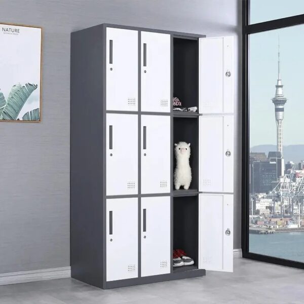 9-locker steel office cabinet, office furniture, steel cabinet, locker cabinet, office storage, commercial furniture, metal cabinet, office organization, durable cabinet, office decor, storage solution, high-quality cabinet, modern design, commercial-grade cabinet, office essentials, workspace organization, office supplies storage, file storage, document storage, office equipment storage, versatile storage, office filing system, office interior design, workspace enhancement, professional workspace, office setup, office solution, office equipment, office productivity, office efficiency, office functionality, office style, office aesthetics, office ambiance, office comfort, office convenience, office innovation, office creativity, office space, office management, office environment, office design, office arrangement, office layout, office durability, office reliability, office versatility, office performance, office usability, office elegance, office professionalism, office appeal, office sophistication, office ergonomics, office practicality, office enhancement, office technology, office space-saving, office adaptability.