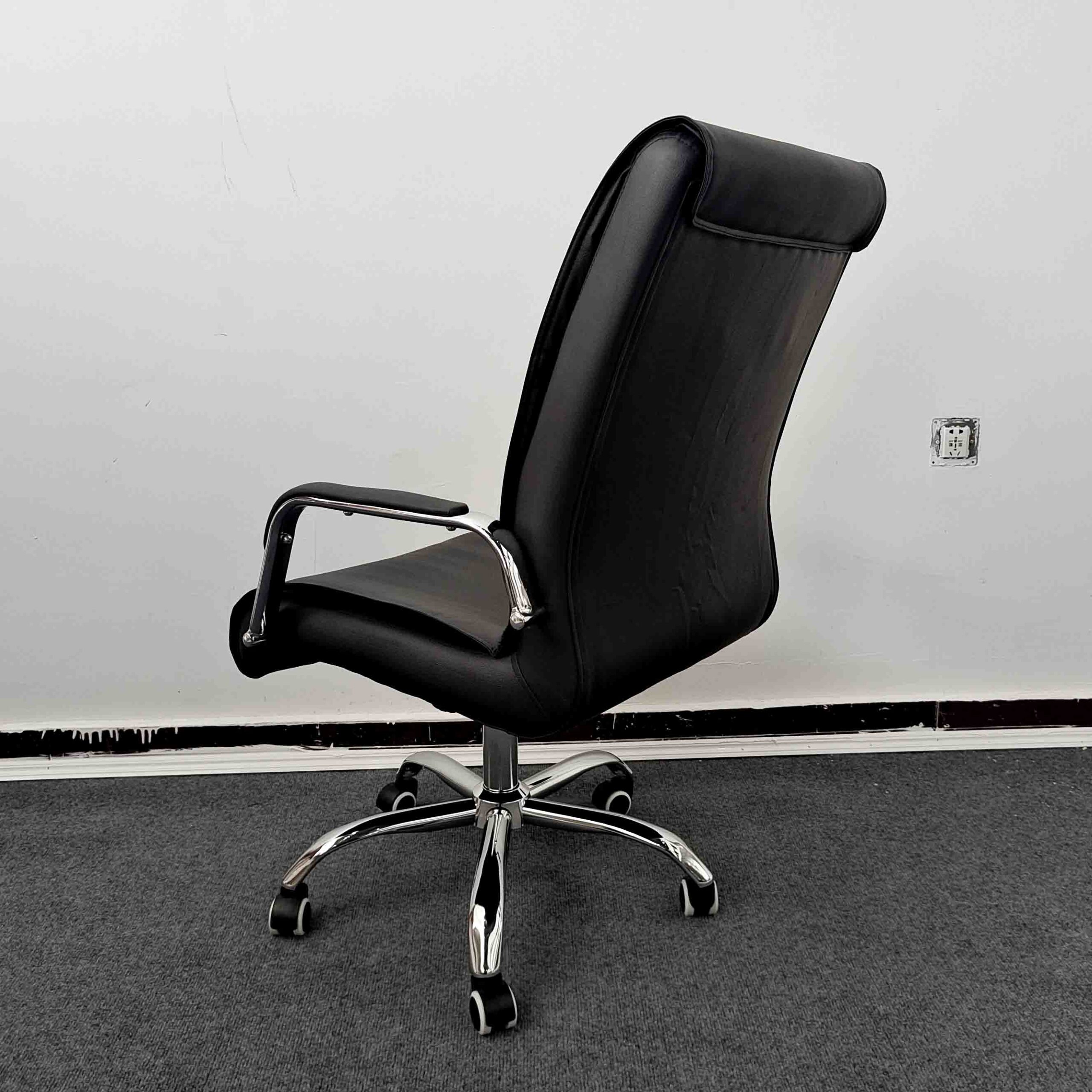 Premium Comfort & Professional Elegance The Modern Executive Office Chair is a sophisticated seating solution designed to deliver exceptional comfort, ergonomic support, and contemporary style for today's professional workspace. Ideal for executives, managers, business owners, and home office users, this chair combines functionality with a sleek executive appearance. The chair features a high-back ergonomic design that provides excellent support for the head, neck, shoulders, and back, helping users maintain proper posture and reduce fatigue during long working hours. Its generously padded seat and backrest are crafted with high-density foam cushioning, offering superior comfort and long-lasting support throughout the workday. Many models include ergonomic features such as: Adjustable seat height Reclining backrest mechanism Tilt lock function Built-in lumbar support Adjustable armrests Adjustable headrest 360° swivel rotation Smooth caster wheel mobility Depending on the model, upholstery options may include: Premium PU leather Genuine leather finishes Breathable mesh backrest High-quality fabric upholstery The chair is supported by a heavy-duty chrome, aluminum, or reinforced nylon base, ensuring excellent stability, durability, and smooth mobility. Its modern executive styling makes it suitable for: Executive offices Corporate workstations Boardrooms and meeting rooms Home office setups Professional consultation spaces Popular color options may include: Black Brown Grey White Contemporary two-tone finishes Key Features Modern executive office chair design High-back ergonomic support system High-density foam cushioning Integrated lumbar support Adjustable height and reclining functions Adjustable armrests and headrest Smooth 360° swivel movement Durable chrome or nylon base construction Premium upholstery options Professional executive appearance Ideal For Executives and managers Corporate professionals Business owners Remote workers Long-hour computer users Benefits Supports proper posture and spinal alignment Reduces neck, shoulder, and back fatigue Enhances comfort during extended work sessions Improves workplace productivity and focus Adds a professional and modern touch to any office Why Choose This Office Chair? The Modern Executive Office Chair combines ergonomic support, premium comfort, and contemporary executive styling in one versatile seating solution. Its adjustable features, durable construction, and elegant appearance make it an excellent choice for creating a comfortable, productive, and professional workspace.