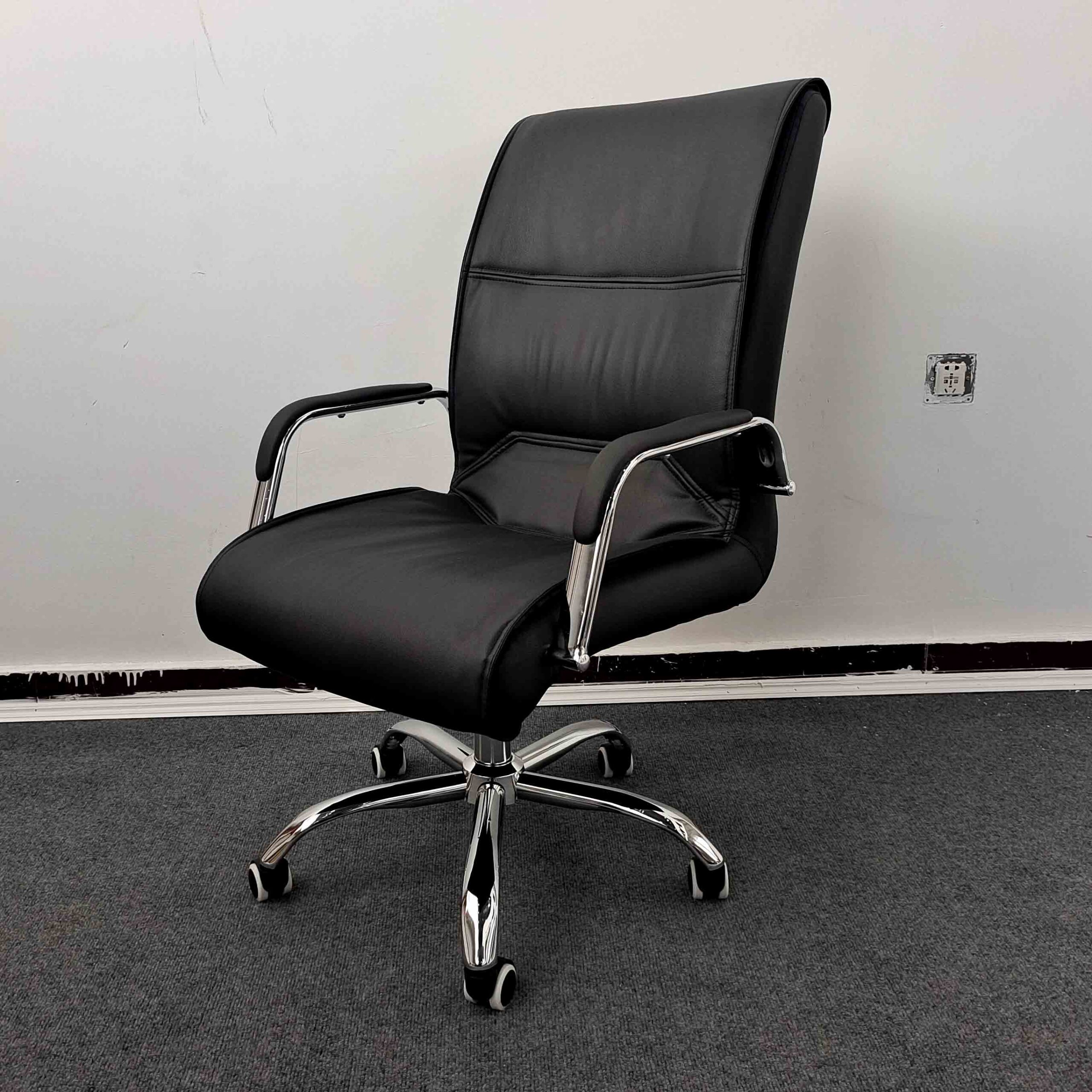 Premium Comfort & Professional Elegance The Modern Executive Office Chair is a sophisticated seating solution designed to deliver exceptional comfort, ergonomic support, and contemporary style for today's professional workspace. Ideal for executives, managers, business owners, and home office users, this chair combines functionality with a sleek executive appearance. The chair features a high-back ergonomic design that provides excellent support for the head, neck, shoulders, and back, helping users maintain proper posture and reduce fatigue during long working hours. Its generously padded seat and backrest are crafted with high-density foam cushioning, offering superior comfort and long-lasting support throughout the workday. Many models include ergonomic features such as: Adjustable seat height Reclining backrest mechanism Tilt lock function Built-in lumbar support Adjustable armrests Adjustable headrest 360° swivel rotation Smooth caster wheel mobility Depending on the model, upholstery options may include: Premium PU leather Genuine leather finishes Breathable mesh backrest High-quality fabric upholstery The chair is supported by a heavy-duty chrome, aluminum, or reinforced nylon base, ensuring excellent stability, durability, and smooth mobility. Its modern executive styling makes it suitable for: Executive offices Corporate workstations Boardrooms and meeting rooms Home office setups Professional consultation spaces Popular color options may include: Black Brown Grey White Contemporary two-tone finishes Key Features Modern executive office chair design High-back ergonomic support system High-density foam cushioning Integrated lumbar support Adjustable height and reclining functions Adjustable armrests and headrest Smooth 360° swivel movement Durable chrome or nylon base construction Premium upholstery options Professional executive appearance Ideal For Executives and managers Corporate professionals Business owners Remote workers Long-hour computer users Benefits Supports proper posture and spinal alignment Reduces neck, shoulder, and back fatigue Enhances comfort during extended work sessions Improves workplace productivity and focus Adds a professional and modern touch to any office Why Choose This Office Chair? The Modern Executive Office Chair combines ergonomic support, premium comfort, and contemporary executive styling in one versatile seating solution. Its adjustable features, durable construction, and elegant appearance make it an excellent choice for creating a comfortable, productive, and professional workspace.