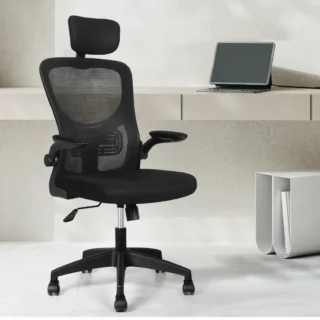 Flip-Arms Orthopedic High-Back Office Chair